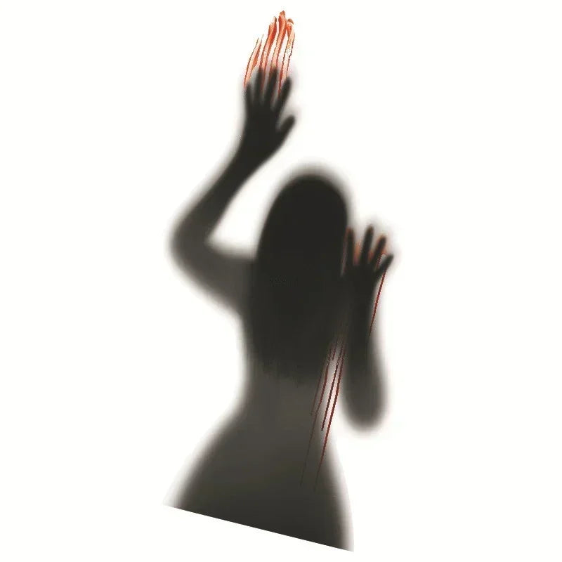 Halloween Horror Glass Window Decorative Stickers Pvc Stickers Horror Female Ghost Blood Hand Props Wall Stickers