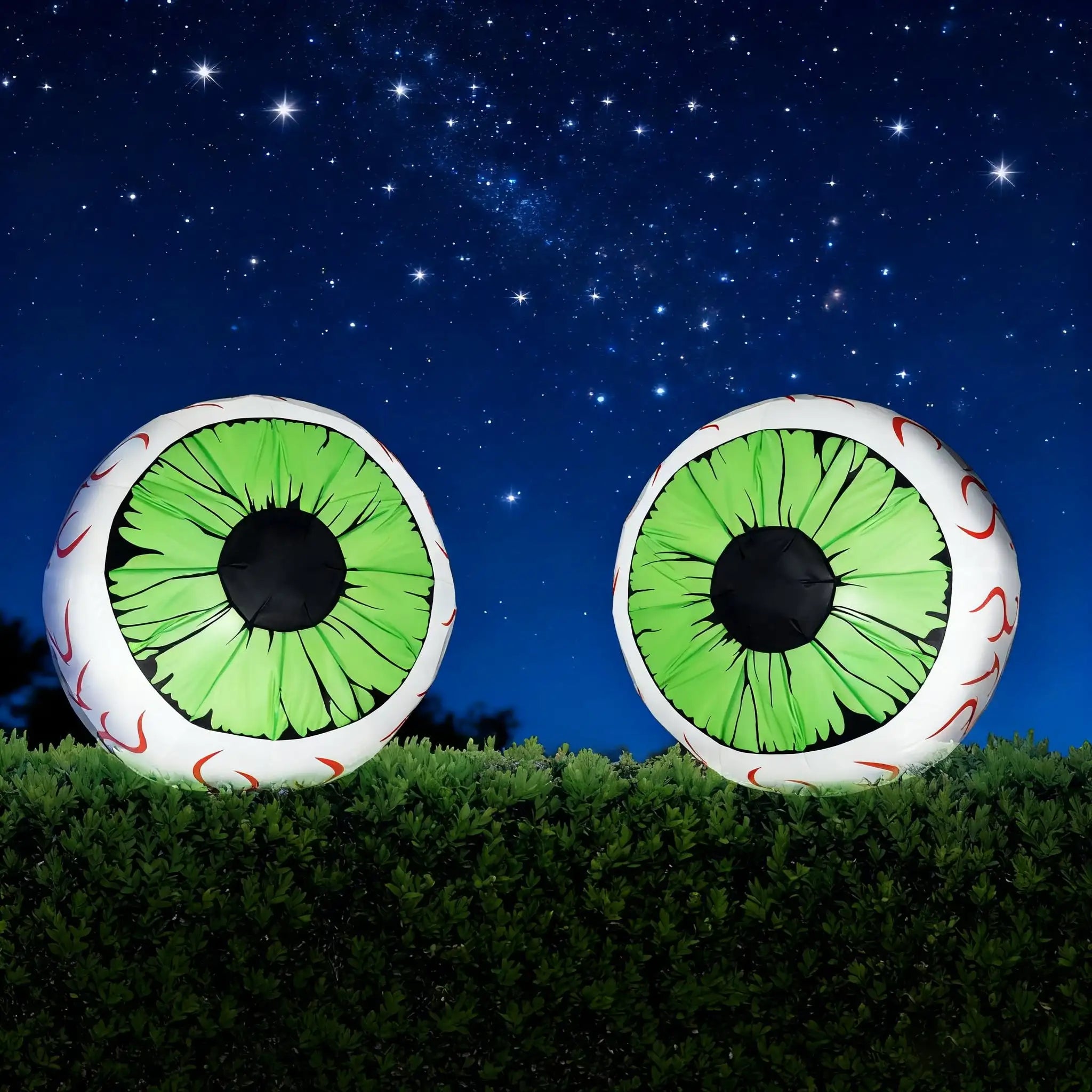 Joyfy 2 Pack Halloween Inflatable Huge Green Eyeballs with Build-in LEDs 3ft Halloween Decor Party Supplies Blow up Decoration