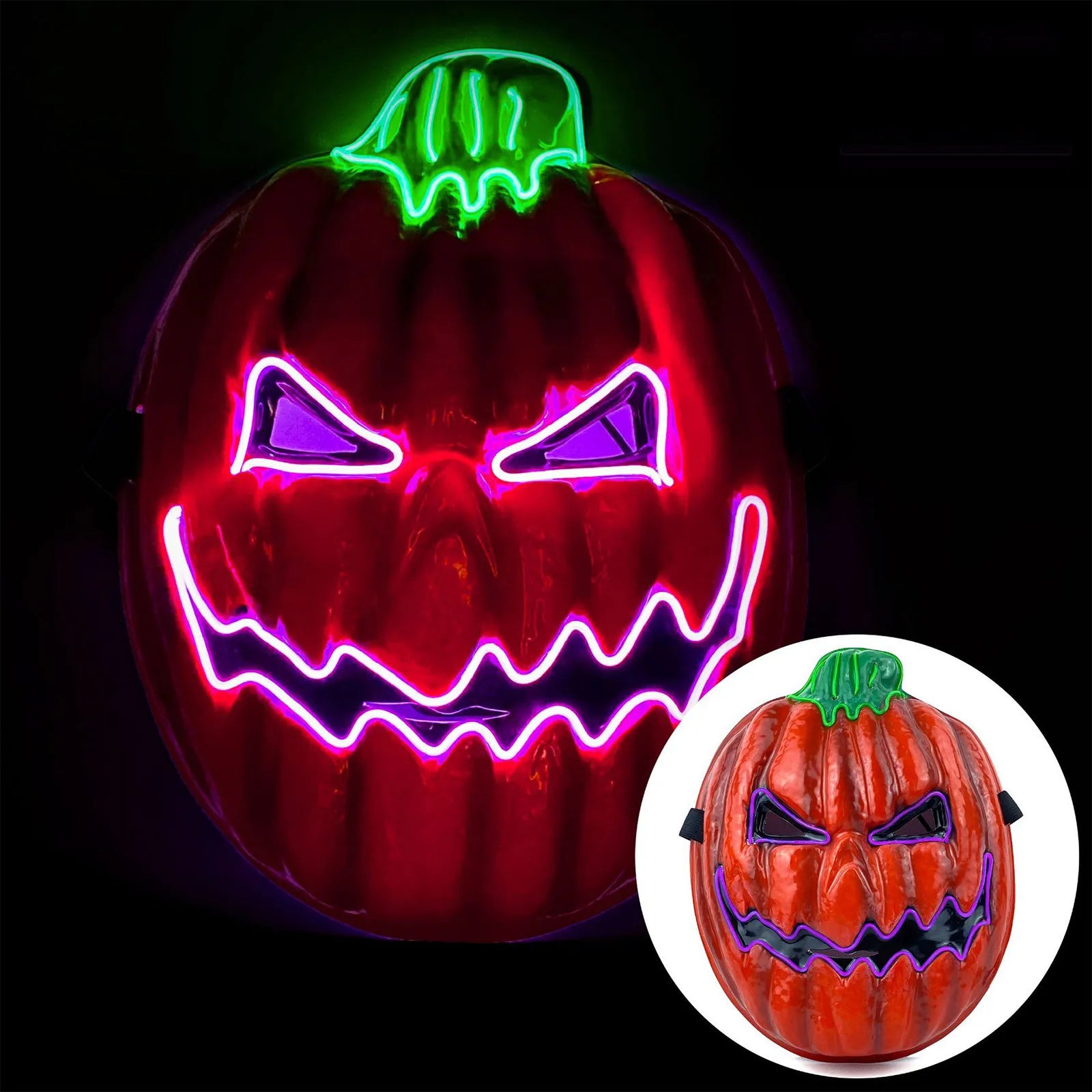 Halloween Funny Pumpkin Head Mask Led Luminous Horror Scary Mask Festival Role Play School Carnival Party Masquerade Full Face