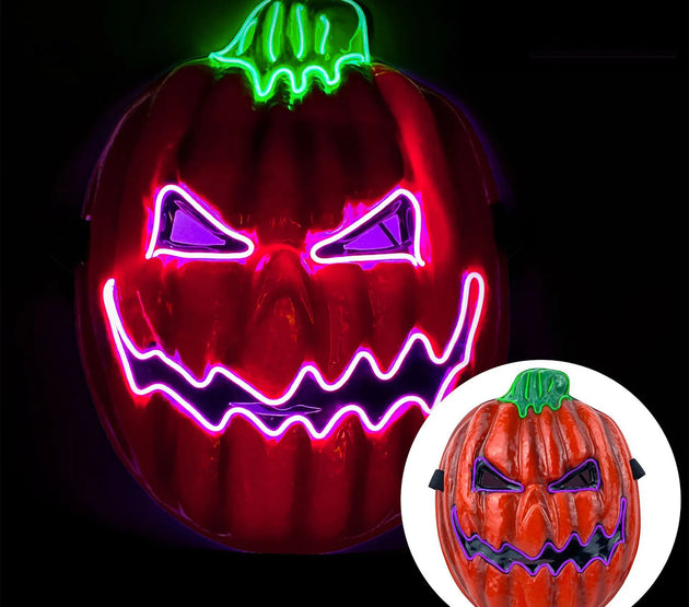 Halloween Funny Pumpkin Head Mask Led Luminous Horror Scary Mask Festival Role Play School Carnival Party Masquerade Full Face