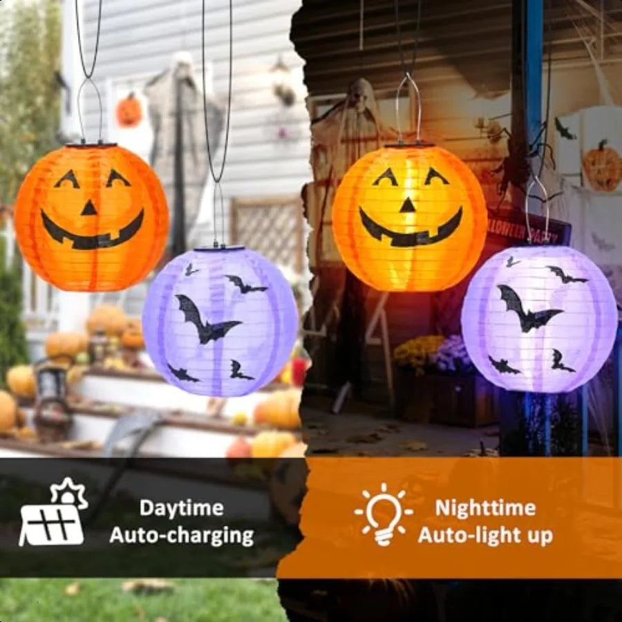 Halloween Decorations Outdoor Clearance Solar Jack O Lantern 2 Pack Fabric Handmade Hanging Pumpkin Lights and Starry Night Pum