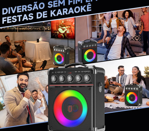 FanFun Karaoke Machine with 2 Microphone, Bluetooth Karaoke Speaker with LED Light, Home Karaoke System Set,  TX05