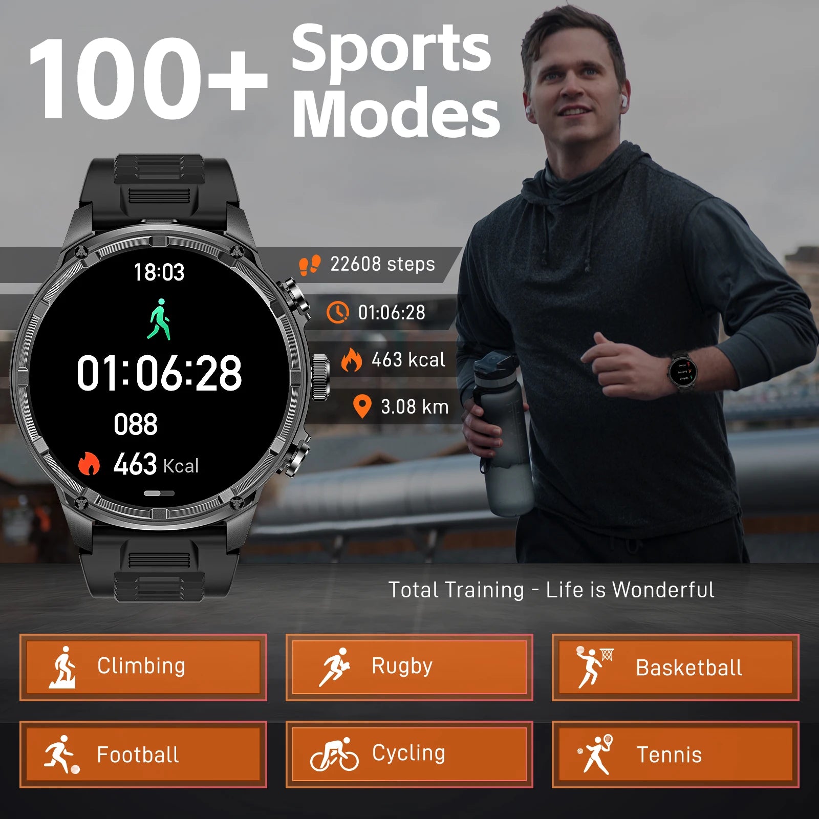 LaNikar New Military Smart Watches for Men 1.85”HD Rugged Smart Watch 710mAh Battery 100+ Sports Modes Heart Rate Sleep Monitor