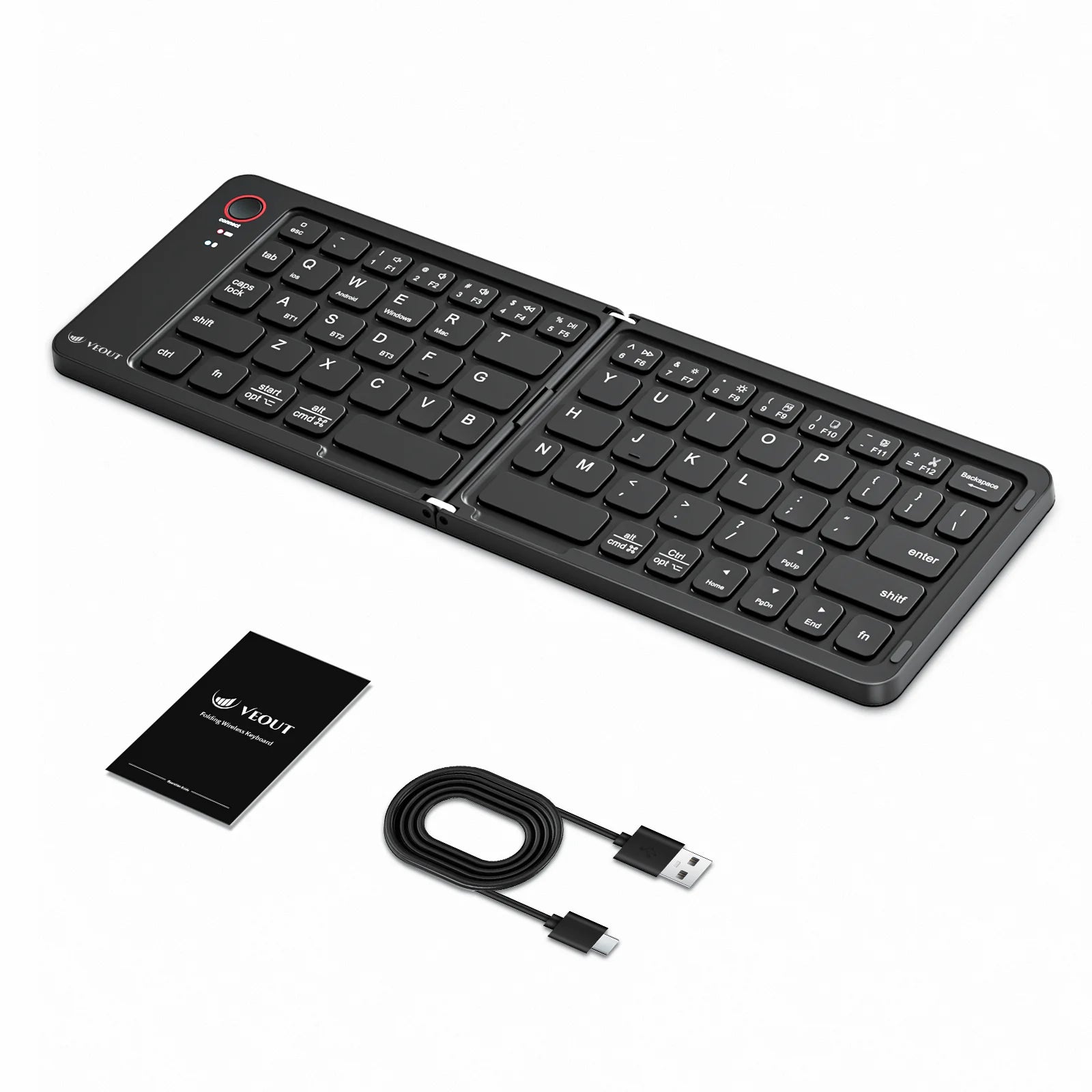 E4 Wireless VEOUT  Folding Keyboard Black White Pink Purple Four Colors Optional Compact Wireless Keyboard for Mobile Devices