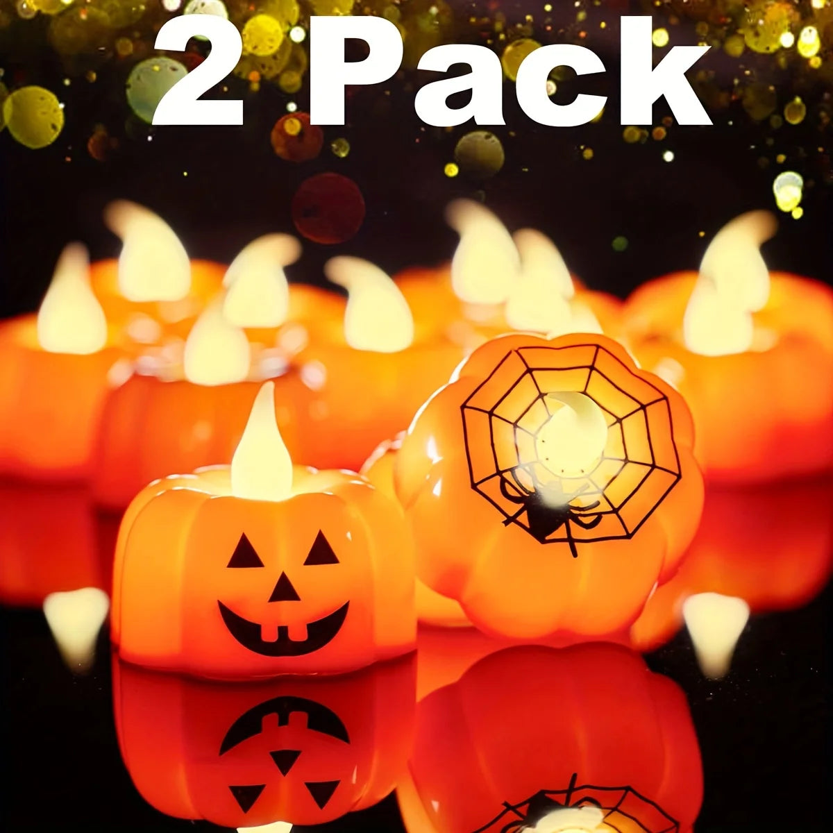Halloween Candles with Lights: 2pcs, Pumpkin LED Candles, Perfect for Party Decoration and Haunted House Themes