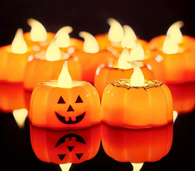 Halloween Candles with Lights: 2pcs, Pumpkin LED Candles, Perfect for Party Decoration and Haunted House Themes