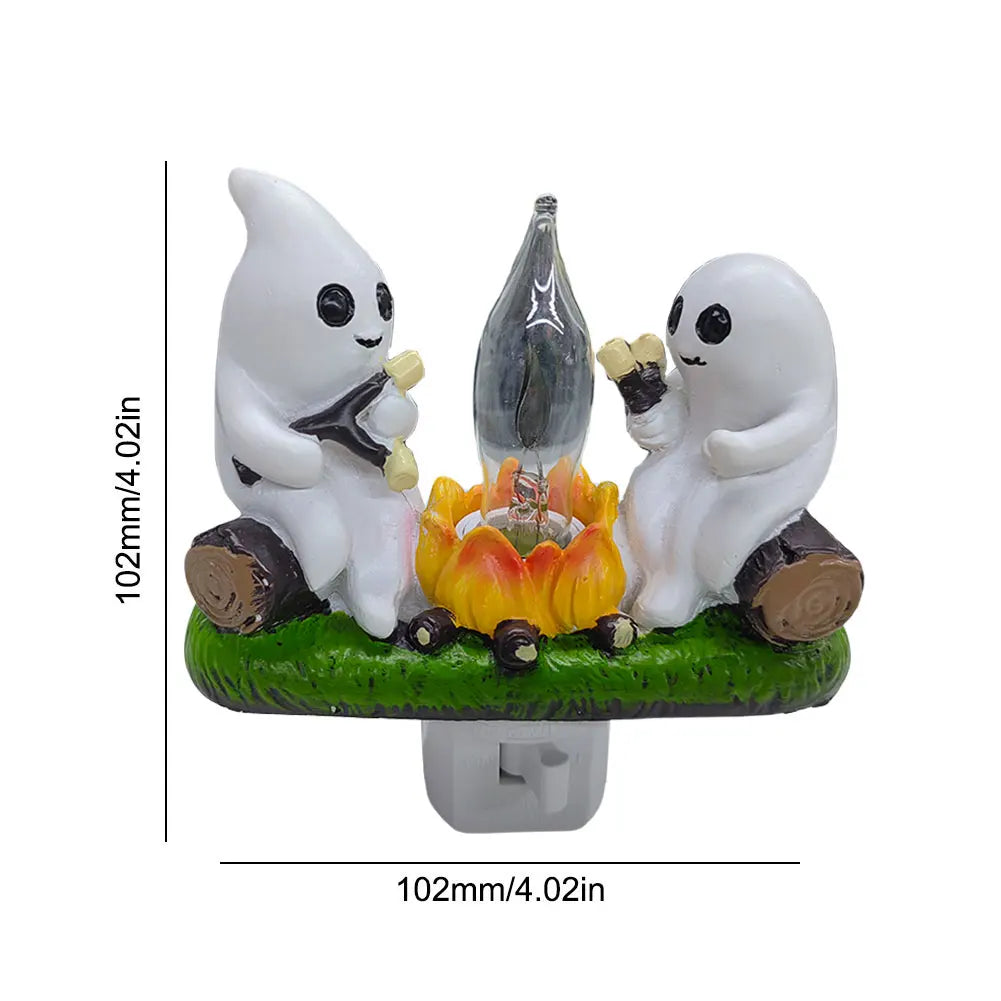 Ghost Campfire Flickering Nightlight Faux Campfire Night Light Spooky Fire Marshmallow Night Light Halloween Decorations