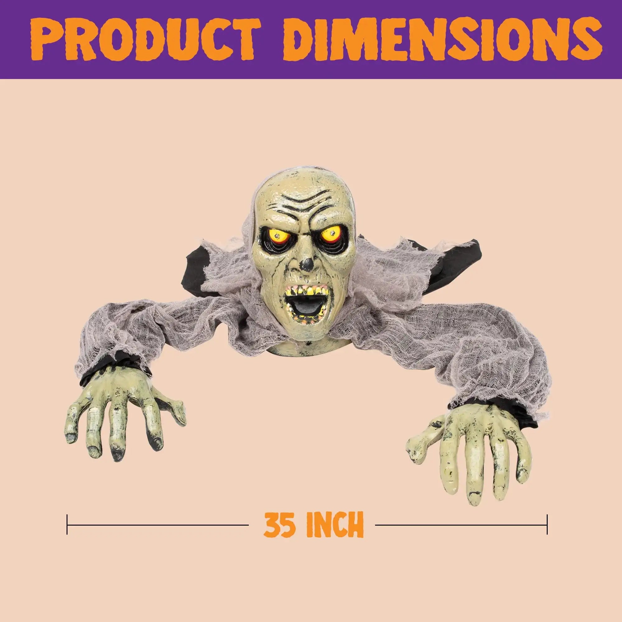 Joyfy Halloween Groundbreaker Halloween Decorations Zombie with Sound and Flashing Eyes Outdoor Scary Halloween Yard Decorations