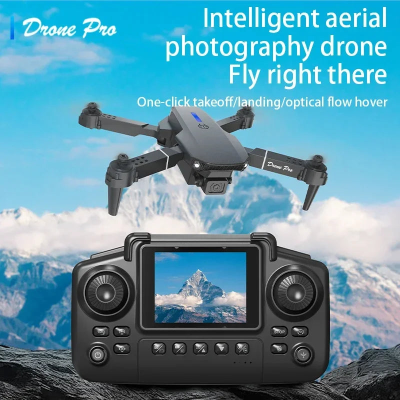 2025 E88 Pro Mini Drone with Screen Control 4K Dual Camera Optical Flow Positioning LED Lighting Remote Control Aircraft
