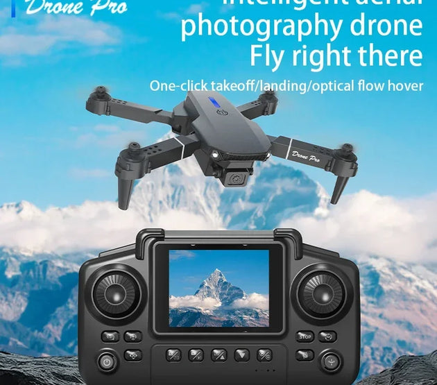 2025 E88 Pro Mini Drone with Screen Control 4K Dual Camera Optical Flow Positioning LED Lighting Remote Control Aircraft