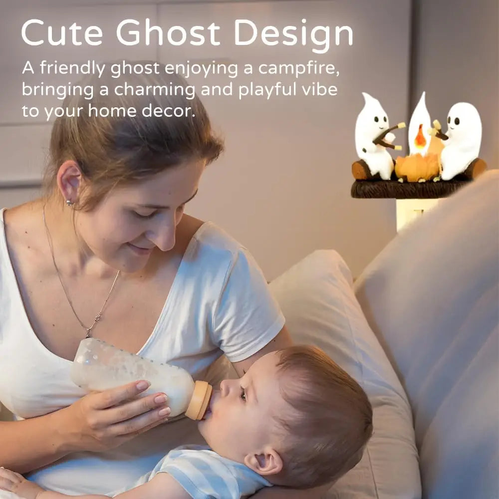 Halloween Ghost Campfire Fire Marshmallow Night Light Flickering Nightlight Gift