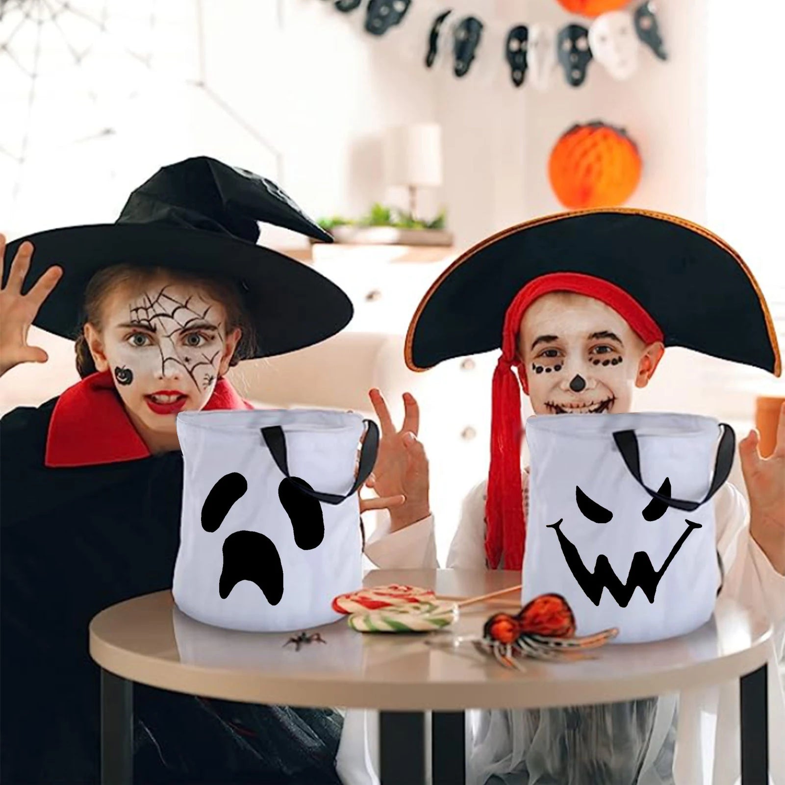 Halloween Handheld LED Lighting Pumpkin Bag Decoration Supplies Handbag Halloween Decoration Candy Bags