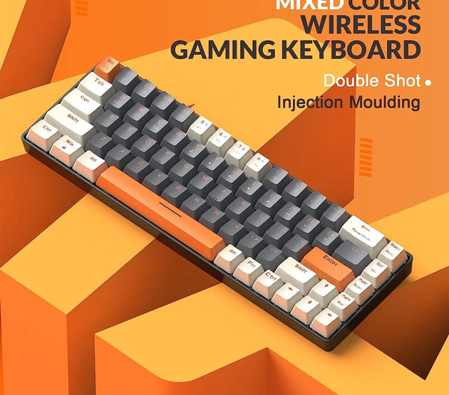 RK68 60% Wireless Mechanical Keyboard, Bluetooth 5.0/2.4GHz with Dual Mode 2-in-1 Receiver, 68-Key Hot-Swappable Gaming Keyboard