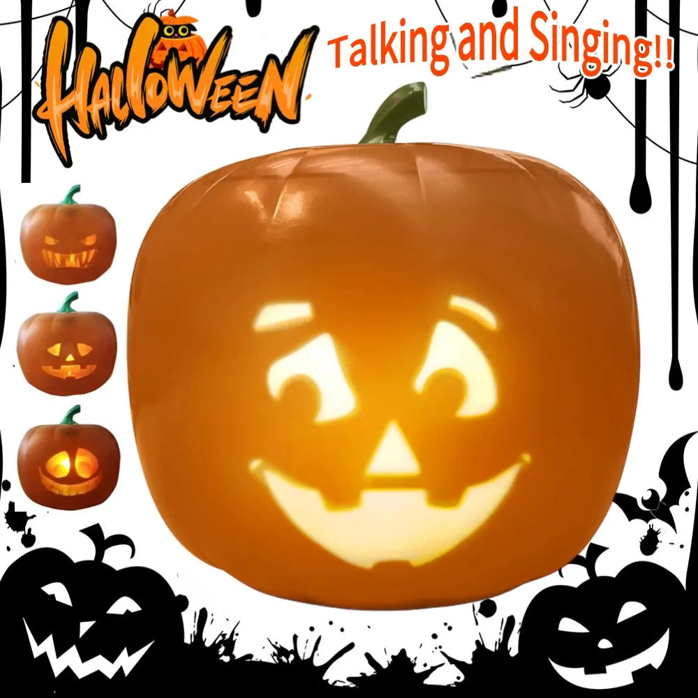 Halloween Pumpkin with Built in Video Projector Talking Singing LED Pumpkin Lamp Halloween Decoration Ornaments Party Supplies