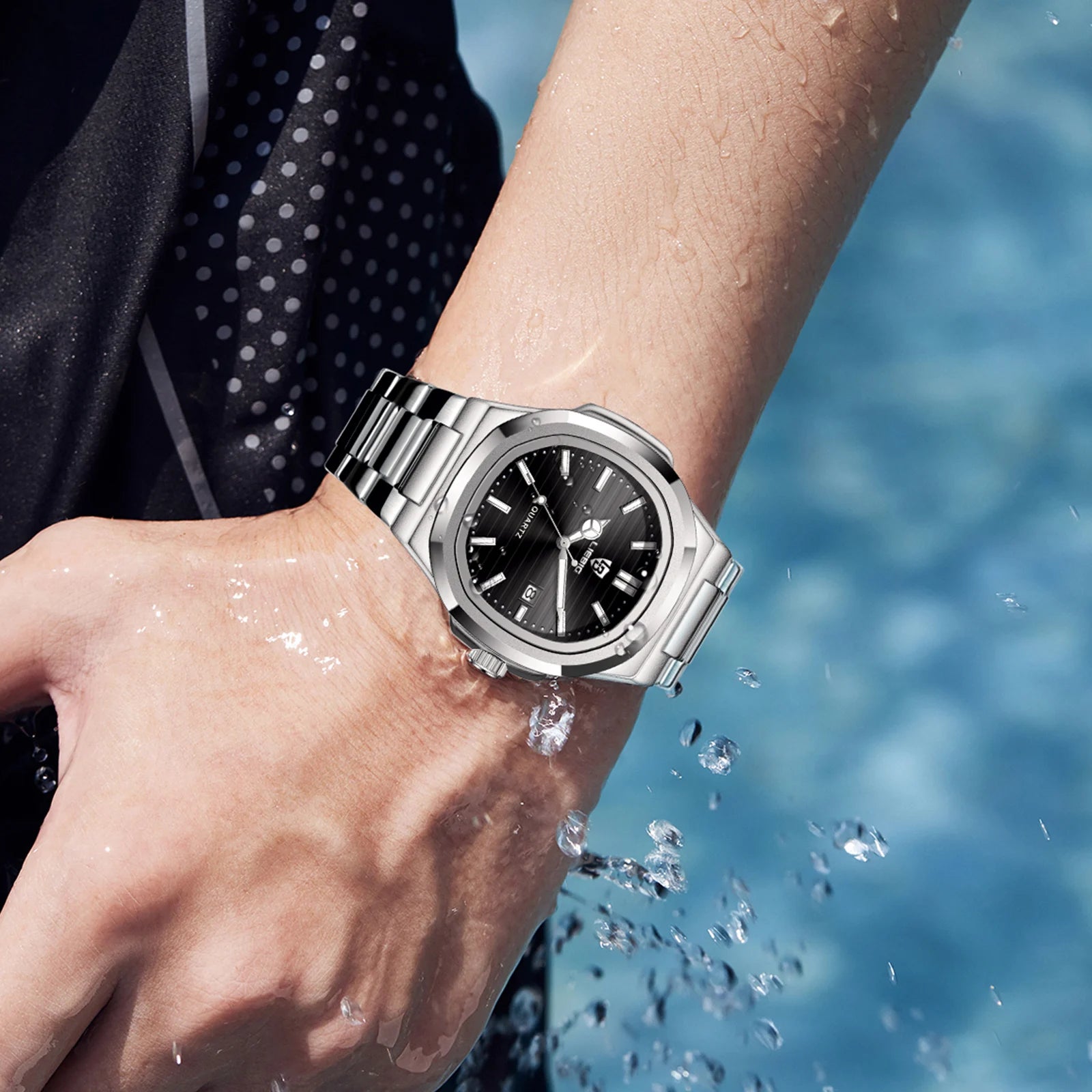 LIEBIG Fashion Calendar Movement Quartz Watches Lady Stainless Steel Strip Watch Business Waterproof Wristwatches For Men Women