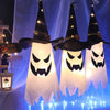 3pcs LED Ghost Lights, Halloween Wizard Hat Hanging Lamps, Plastic Battery-Powered Decorative Lights Spooky Outdoor Decor