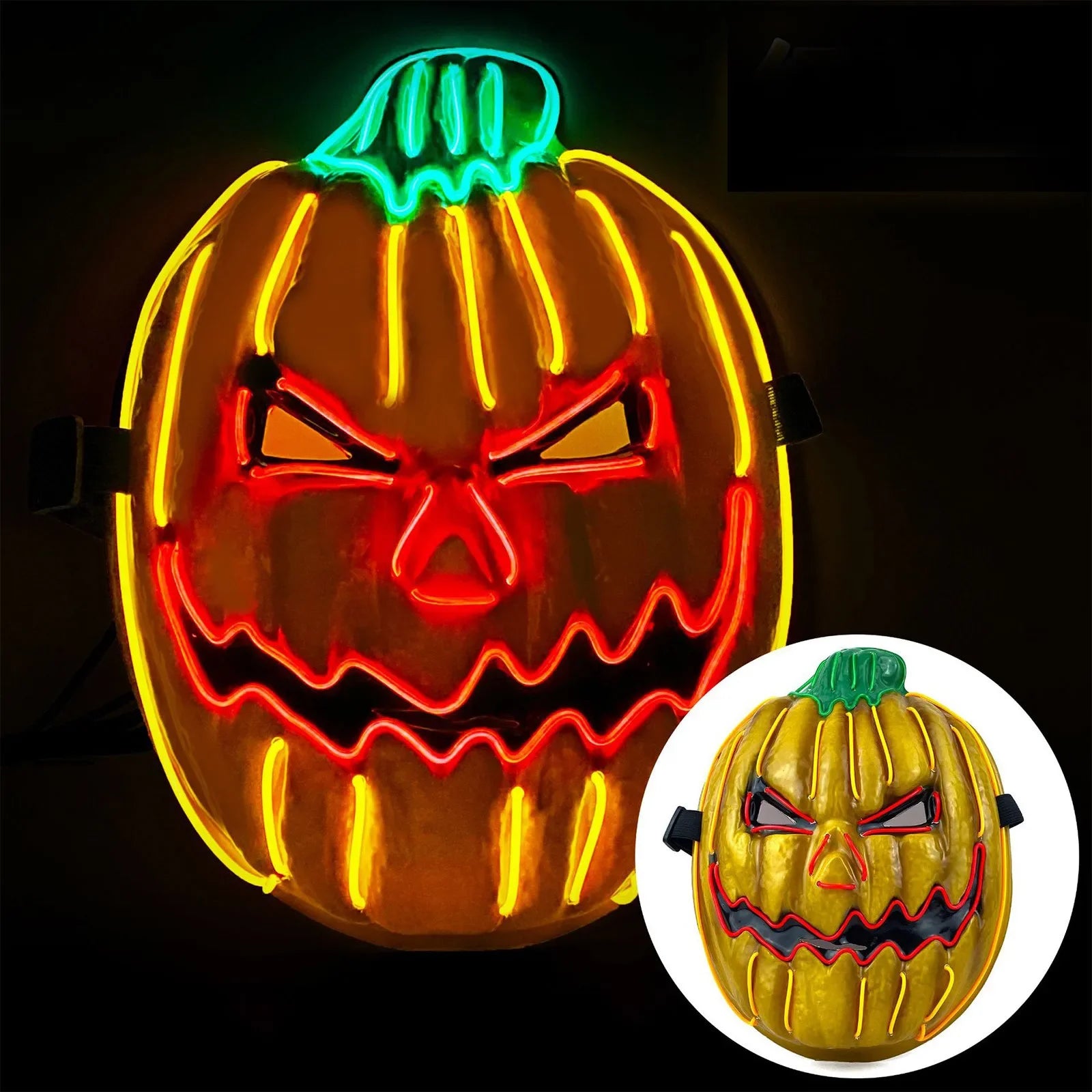Halloween Funny Pumpkin Head Mask Led Luminous Horror Scary Mask Festival Role Play School Carnival Party Masquerade Full Face