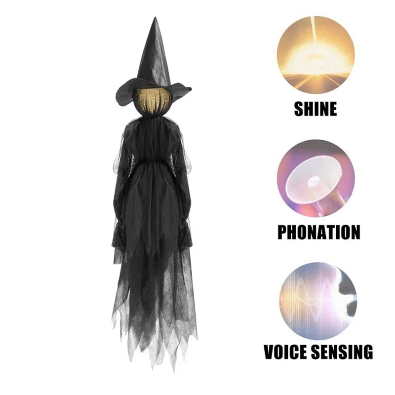 Halloween Light-Up Scary Witches With Stakes Outdoor Holding Hands Screaming Witches Sound Activated Sensors Halloween Decor