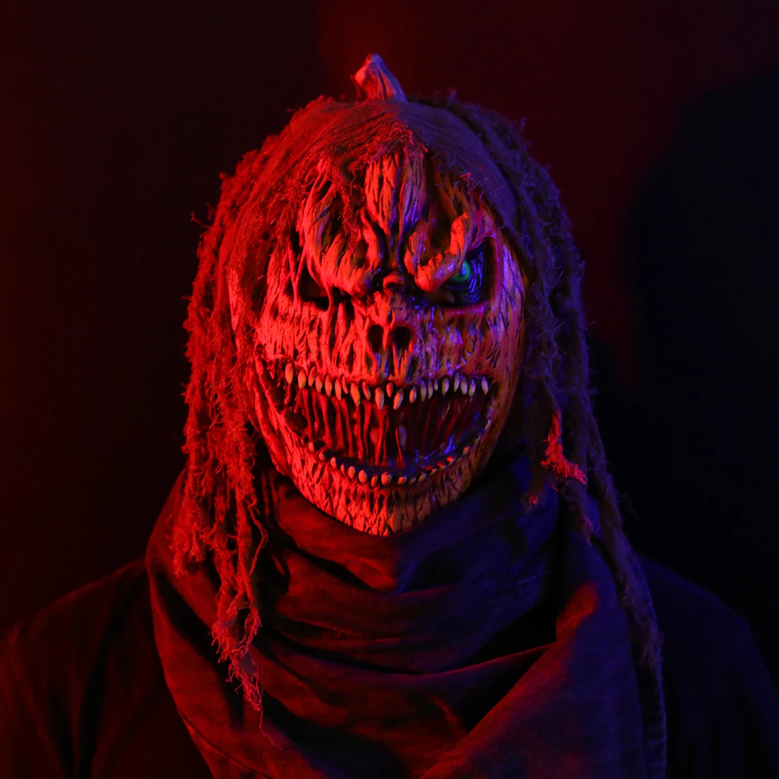 Halloween Scary Pumpkin Braided Wig Ghost Party Cosplay Mask for Women Horror Role Play Costume Accessory