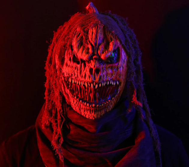 Halloween Scary Pumpkin Braided Wig Ghost Party Cosplay Mask for Women Horror Role Play Costume Accessory