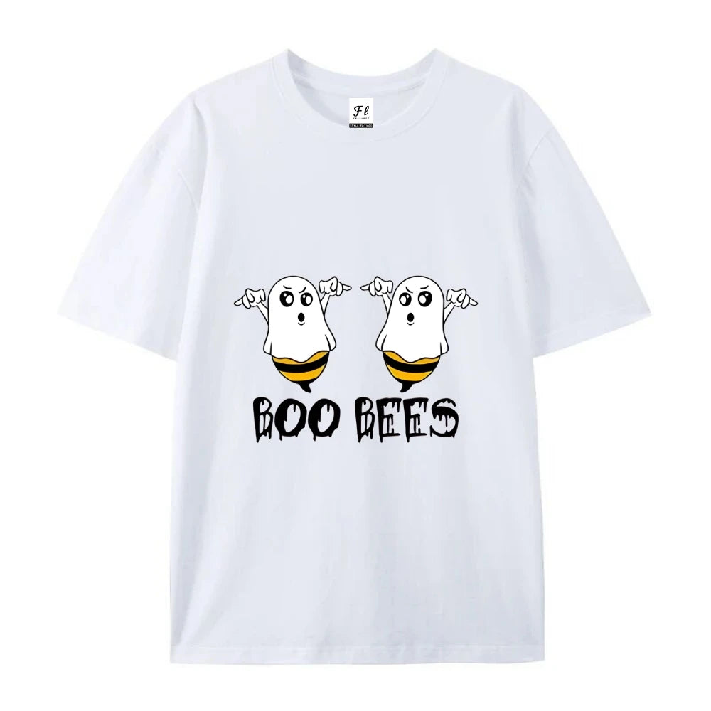Boo Bees Funny Humor Graphic T-Shirt Casual Round Neck Short Sleeve Tee For Halloween Gift For Kids Him Her Halloween Theme wear