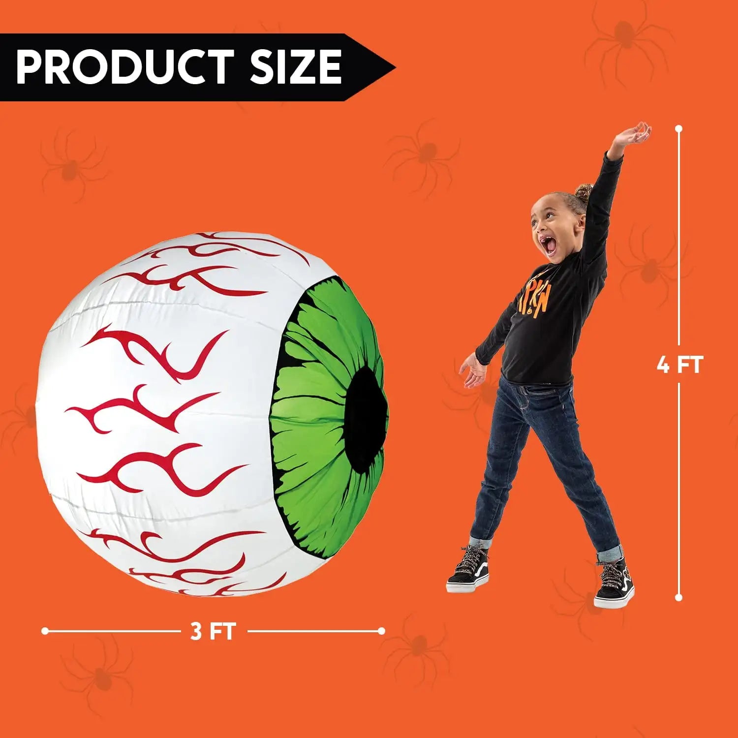 Joyfy 2 Pack Halloween Inflatable Huge Green Eyeballs with Build-in LEDs 3ft Halloween Decor Party Supplies Blow up Decoration