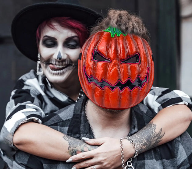 Halloween Funny Pumpkin Head Mask Led Luminous Horror Scary Mask Festival Role Play School Carnival Party Masquerade Full Face