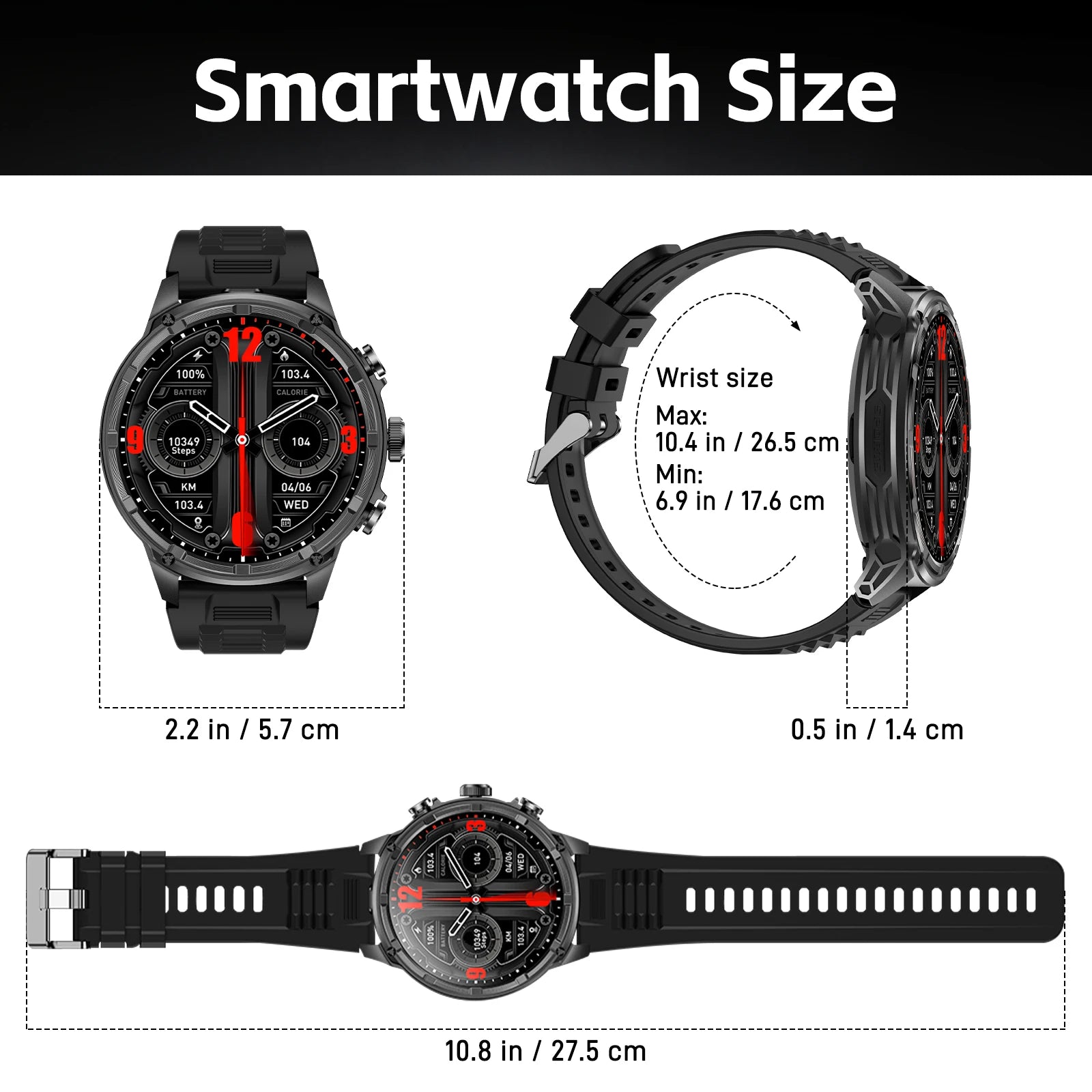 LaNikar New Military Smart Watches for Men 1.85”HD Rugged Smart Watch 710mAh Battery 100+ Sports Modes Heart Rate Sleep Monitor
