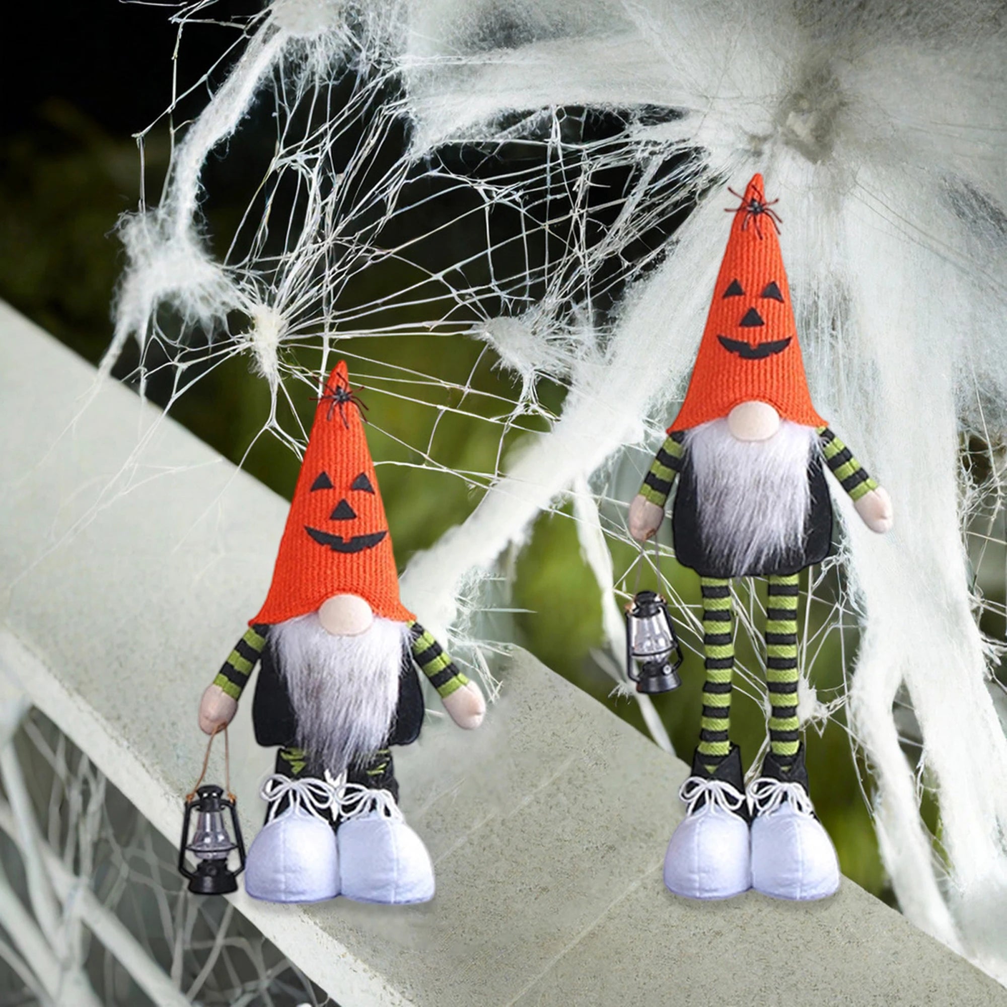 Adorable Halloween Stuffed Gnome with Stretchable Legs and Faceless Design - Charming Plush Doll for Table Decor and Shelf