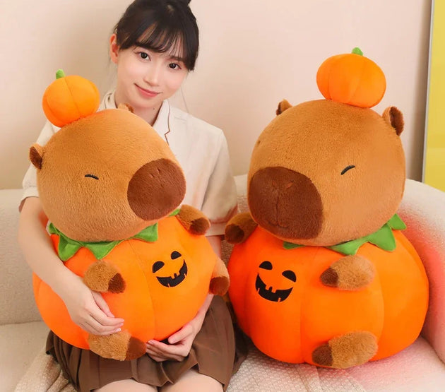25-60cm Creative Fun Halloween Capybara Plush Doll Pillow Pumpkin Capybara Plush Toy Holiday Decoration Gift For Boys And Girls