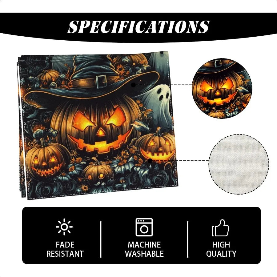 Black Pumpkins Ghost Halloween Table Runner 72 Inch Seasonal Fall Kitchen Dining Table Decorations for Home Party Decor