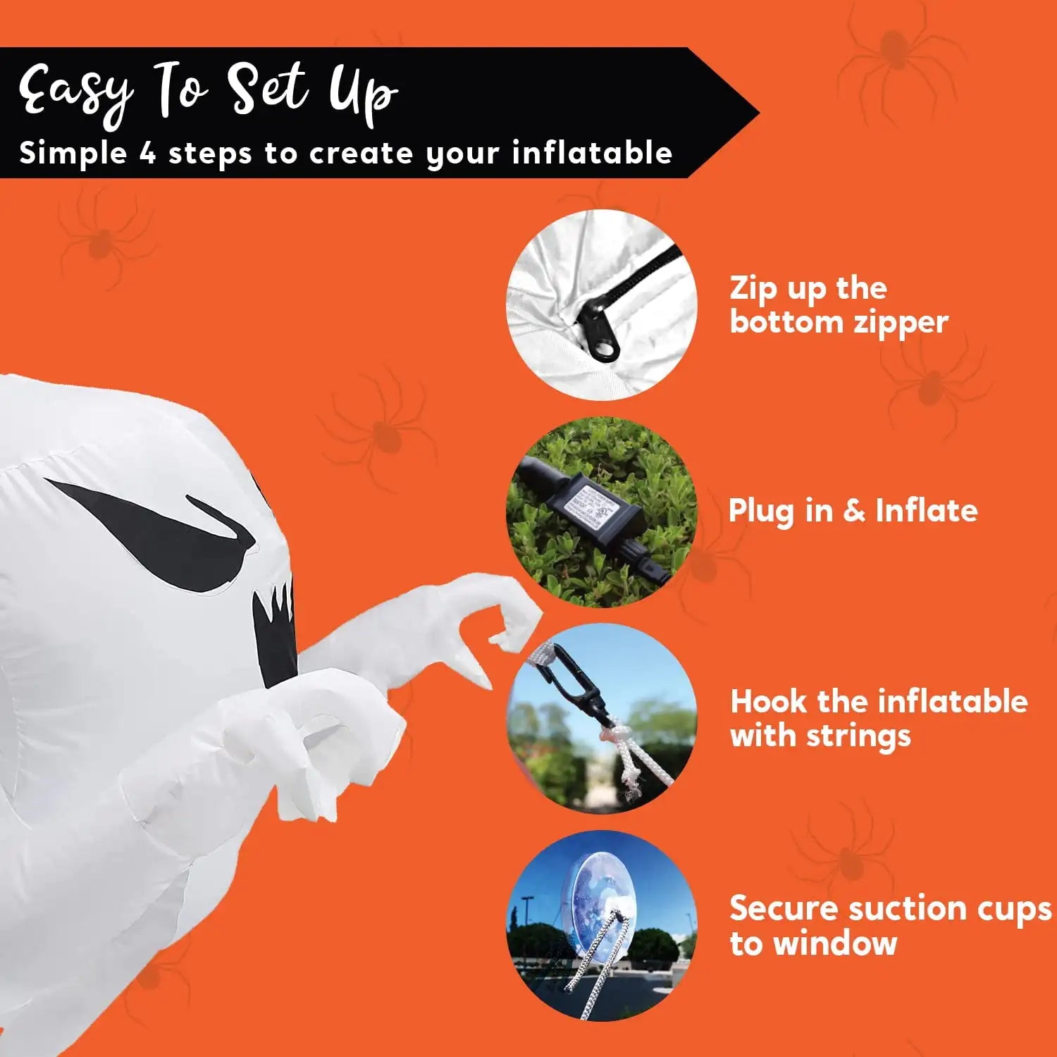 Joyfy 4.5FT Halloween Inflatable Decoration Outdoor Scary Flying Ghost Broke Out from Window with Built-in LED Blow Up Inflatabl