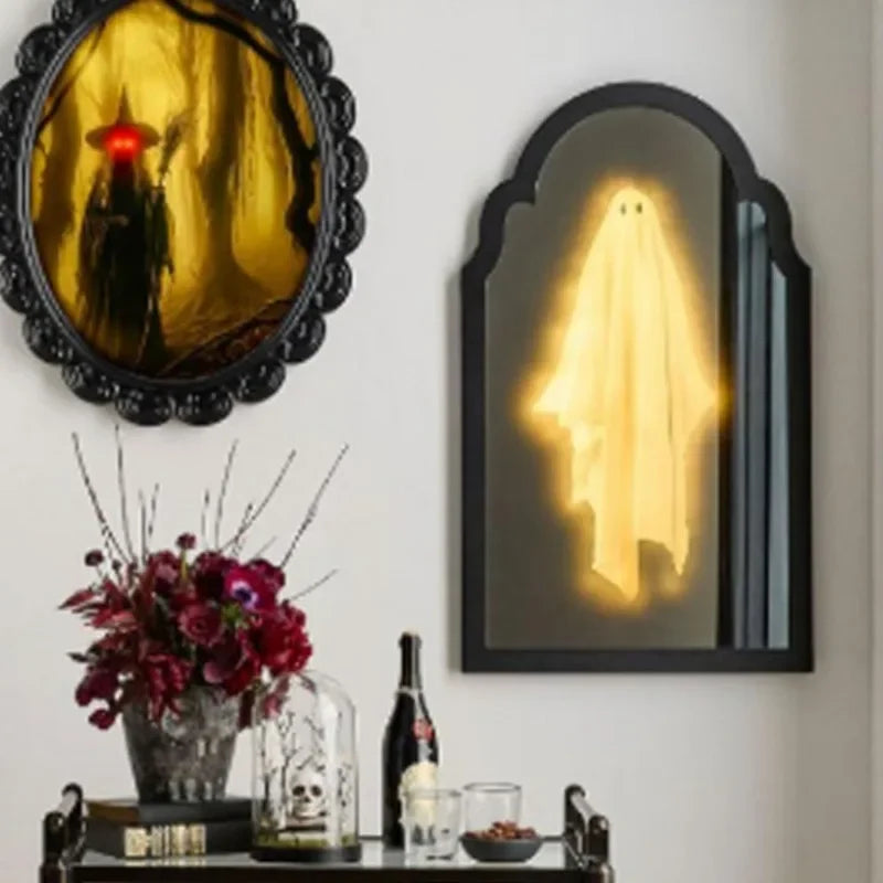 Halloween Holographic Ghost Mirror Nightlight Home Room Horror Decoration Ghost Halloween Party Supplies Haunted House Props