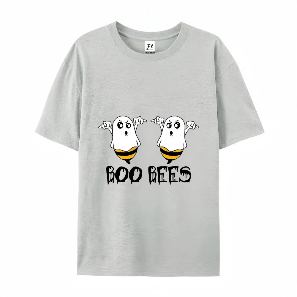 Boo Bees Funny Humor Graphic T-Shirt Casual Round Neck Short Sleeve Tee For Halloween Gift For Kids Him Her Halloween Theme wear