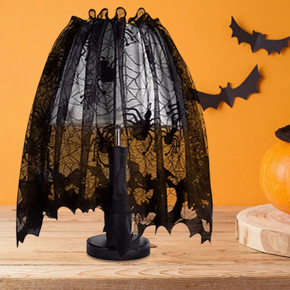Halloween Decorations Black Lace Spider Web Tablecloth Runner Fireplace Scarf for Halloween Party Home Decoration