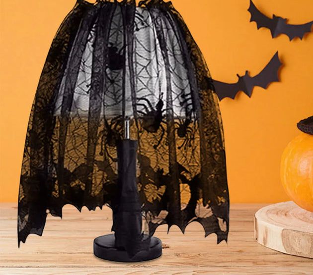 Halloween Decorations Black Lace Spider Web Tablecloth Runner Fireplace Scarf for Halloween Party Home Decoration