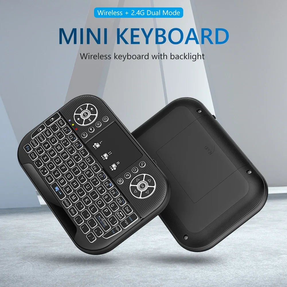 Mini Wireless Keyboard 2.4G&Bluetooth-compatible Backlit Fly Air Mouse Remote Control with Touchpad for TV BOX