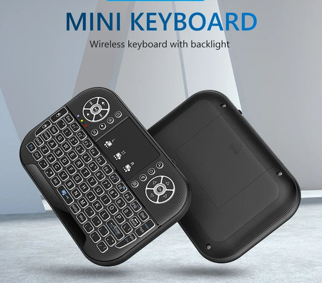 Mini Wireless Keyboard 2.4G&Bluetooth-compatible Backlit Fly Air Mouse Remote Control with Touchpad for TV BOX