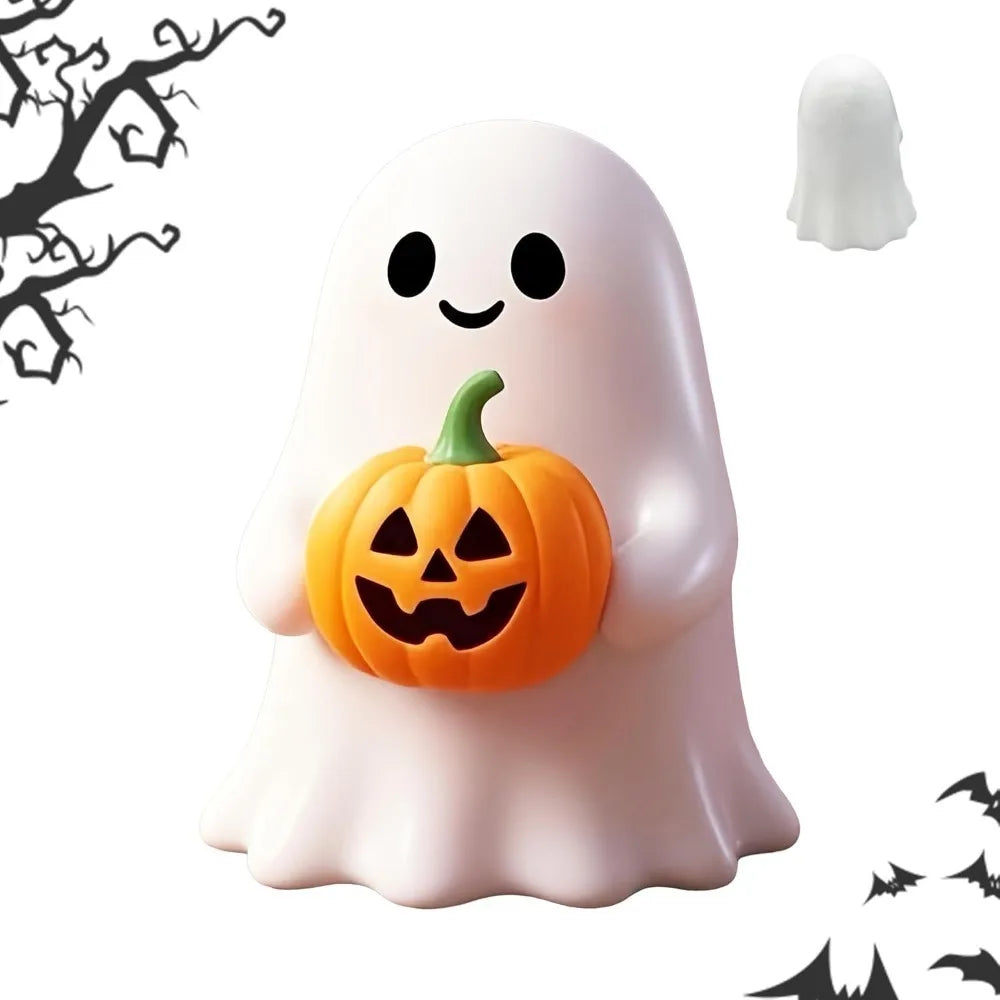 Halloween Ghost Figurine-Spooky Resin Middle Finger Ghost Statue, Cute Ghost Decor for Halloween Decorations