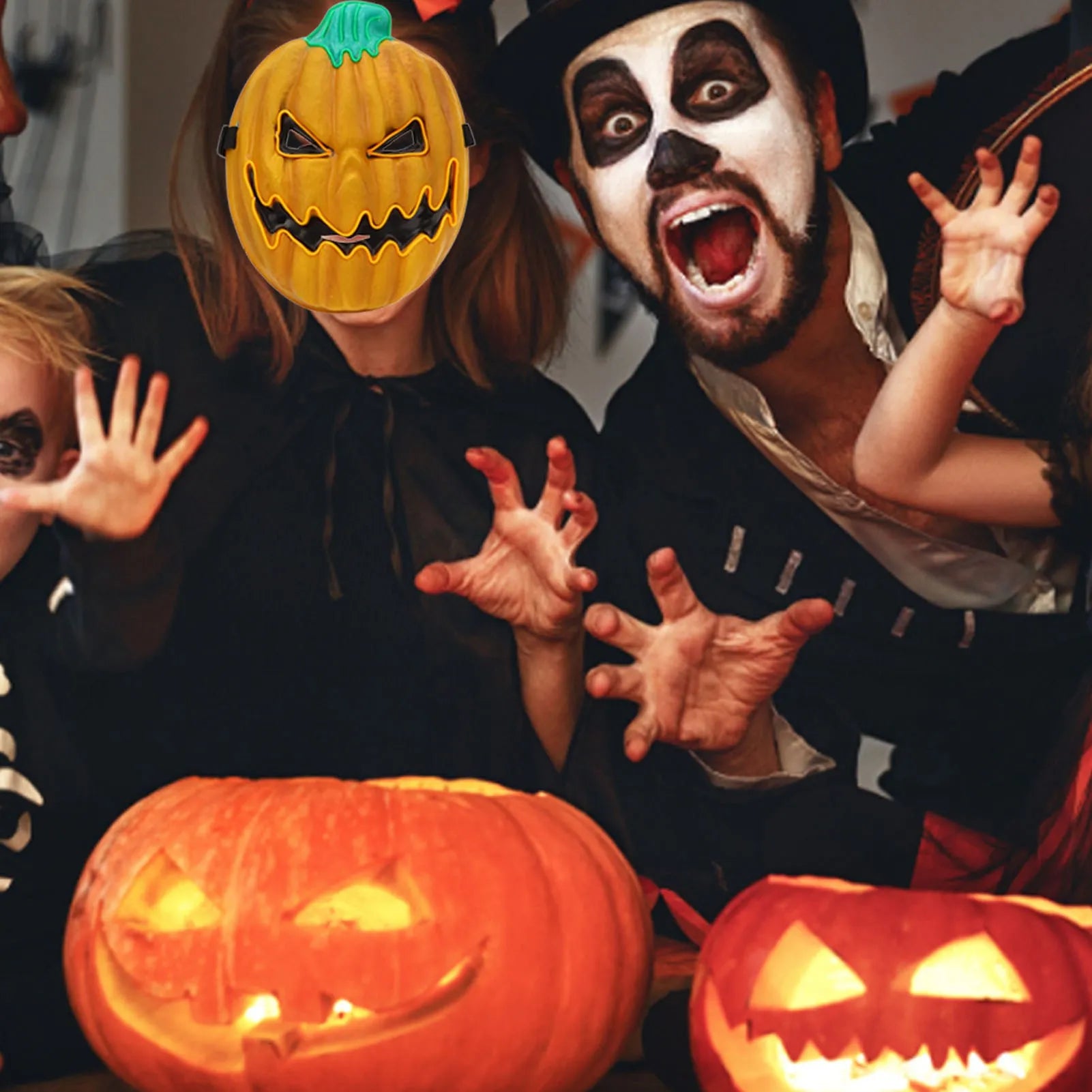 Halloween Pumpkin Mask Lifelike Design LED Luminous Novelty Scary Pumkin Mask 3 Lighting Modes For Men Women Mask Parties