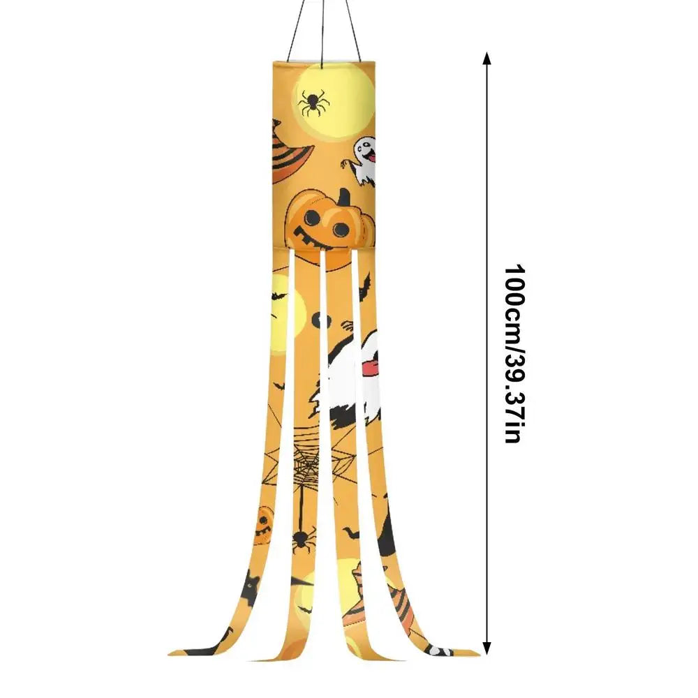 Halloween Wind Sock Flying Halloween Windsock Ghost Decorations Flag 100Cm/39 Inches Polyester Halloween Banners Holiday Party