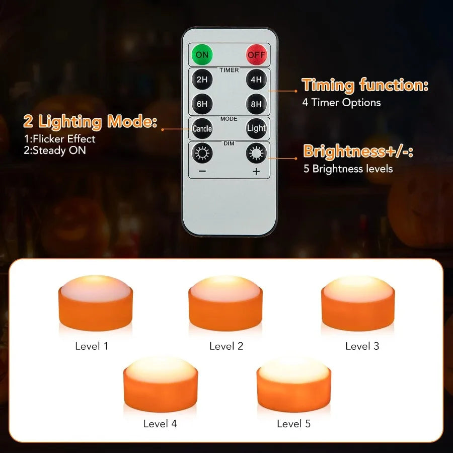 LED Flameless Pumpkin Lights with Remote Control for Halloween Decorations: Flickering JackOLantern Lights with Timer Function