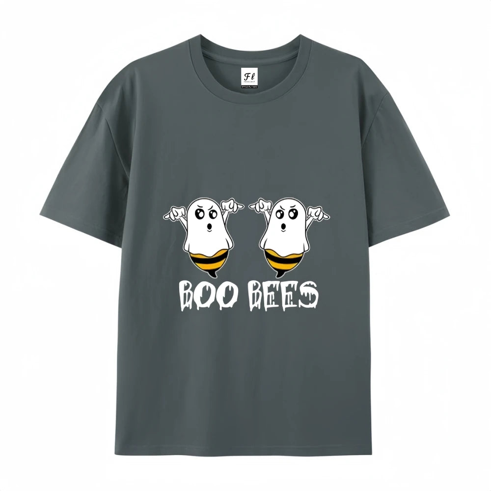 Boo Bees Funny Humor Graphic T-Shirt Casual Round Neck Short Sleeve Tee For Halloween Gift For Kids Him Her Halloween Theme wear