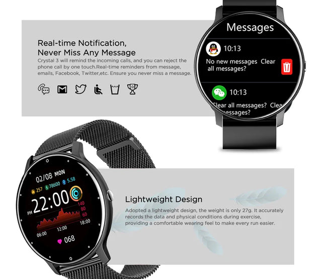 LIGE Smart Watch Men Women Full Touch Screen Sport Fitness Watch Man IP67 Waterproof Bluetooth For Android IOS Smartwatch Men