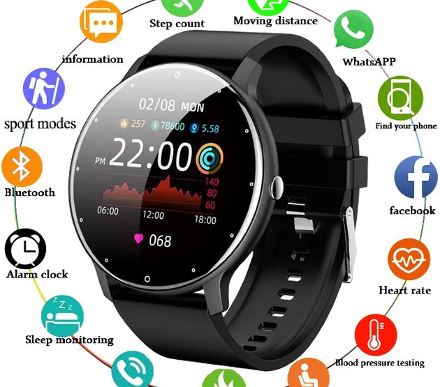 LIGE Smart Watch Men Women Full Touch Screen Sport Fitness Watch Man IP67 Waterproof Bluetooth For Android IOS Smartwatch Men