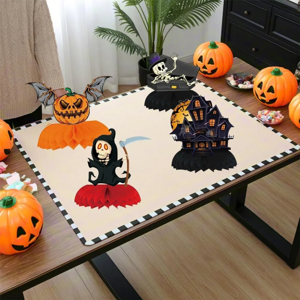 9pcs halloween honeycomb centerpieces for tables halloween 3d table decorations pumpkin/ghost/cat/skull for birthday party