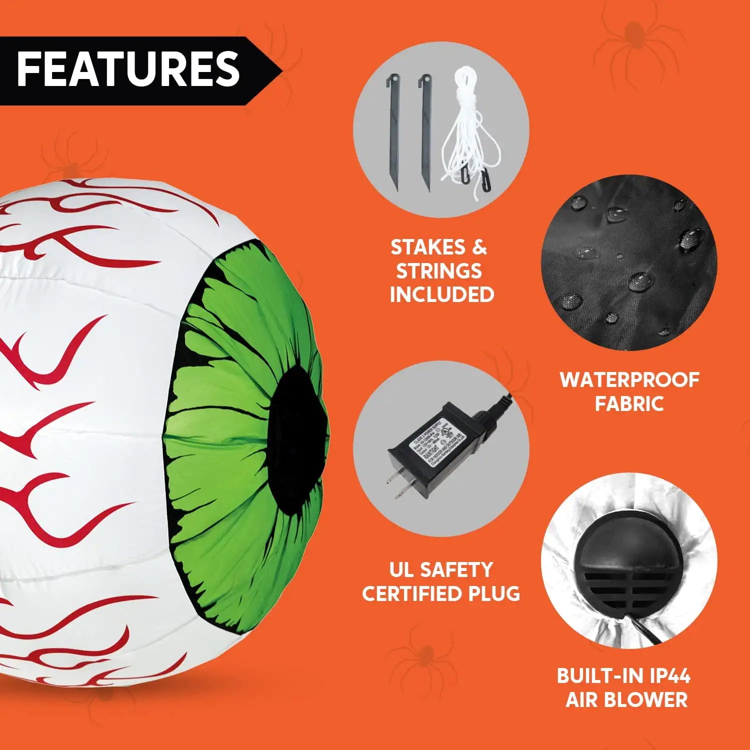 Joyfy 2 Pack Halloween Inflatable Huge Green Eyeballs with Build-in LEDs 3ft Halloween Decor Party Supplies Blow up Decoration