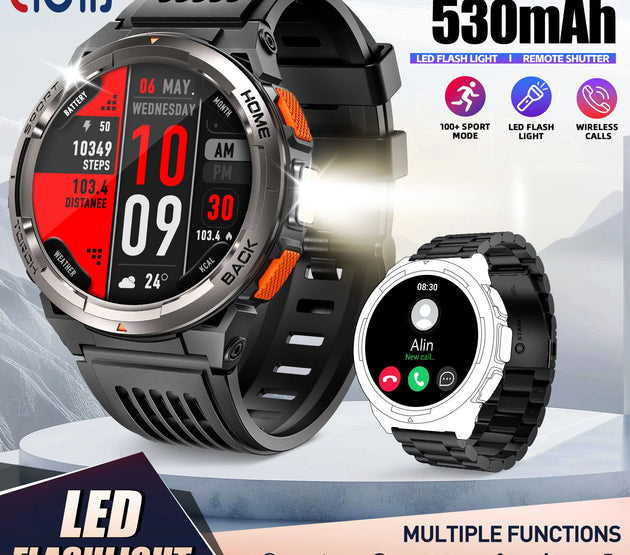 EIGIIS 1.45 Inch Smart Watch KE5 3ATM Waterproof Original Design Sports Watch With Compass And Altitude Barometer LED Flashlight