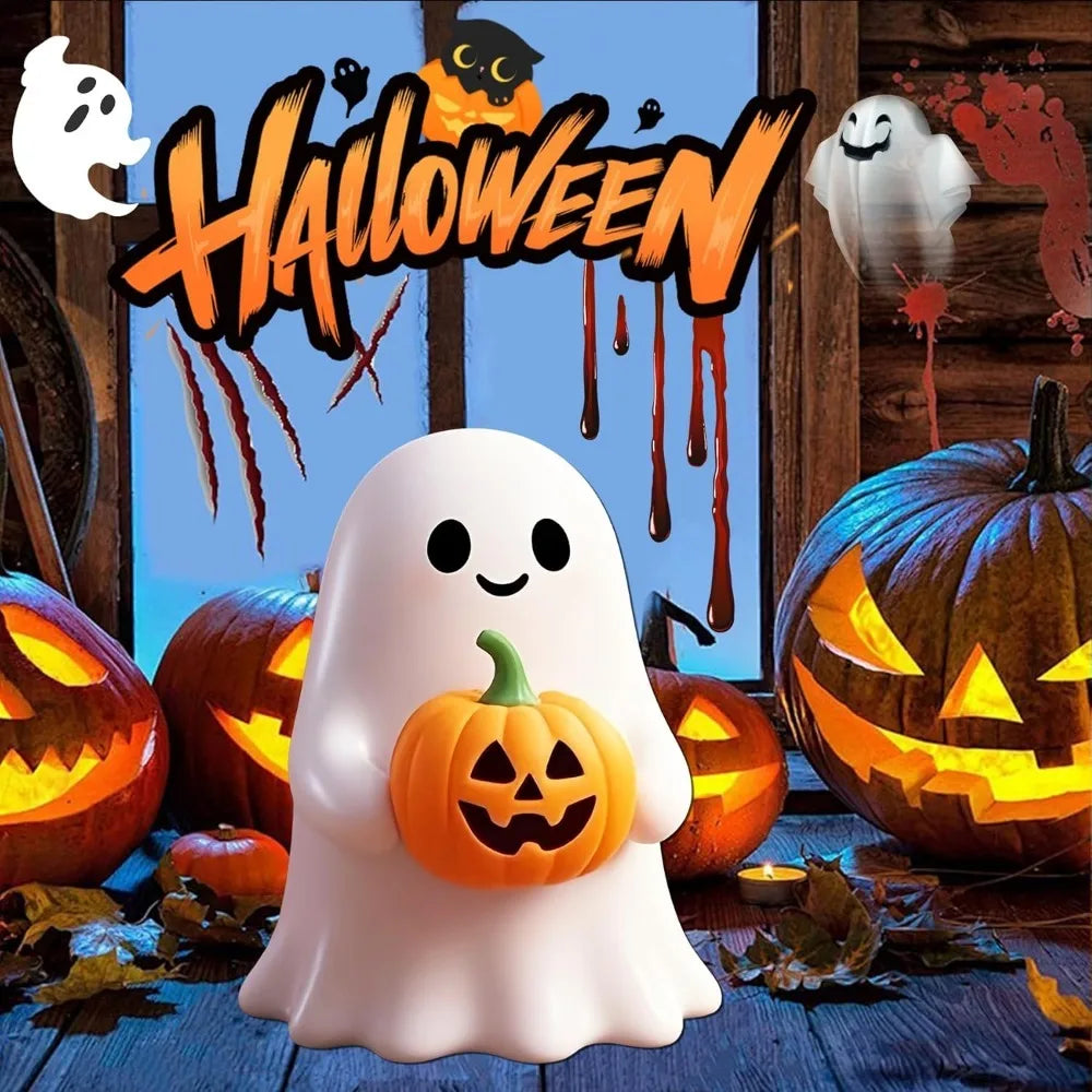 Halloween Ghost Figurine-Spooky Resin Middle Finger Ghost Statue, Cute Ghost Decor for Halloween Decorations