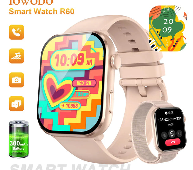 IOWODO 2025 New Bluetooth Smartwatch 1.96'' AMOLED HD Display Men Women Smart Watches Health Monitoring Sport Fitness Watch ﻿